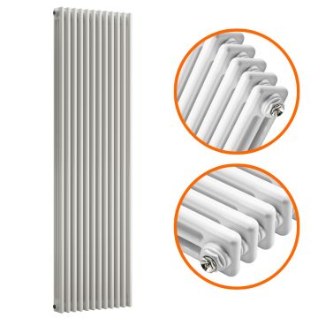 1800 x 560mm White Vertical Traditional 3 Column Radiator