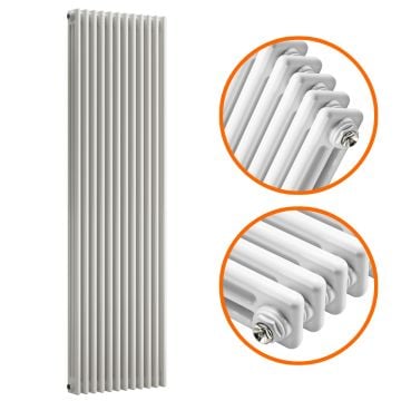 1500 x 560mm White Vertical Traditional 3 Column Radiator