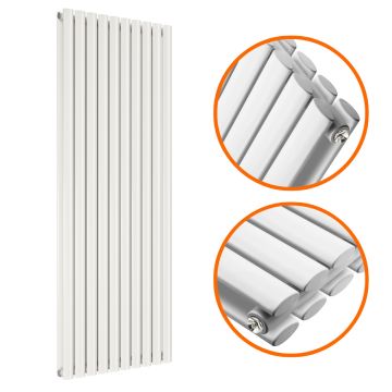 1780 x 590mm White Double Oval Tube Vertical Radiator 