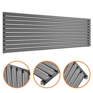 590mm x 1780mm Anthracite Single Oval Tube Horizontal / Landscape Radiator 