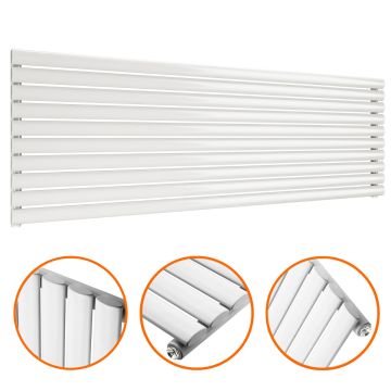 590mm x 1780mm White Single Oval Tube Horizontal / Landscape Radiator 