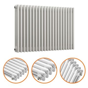 600 x 1013mm White Horizontal Traditional 3 Column Radiator