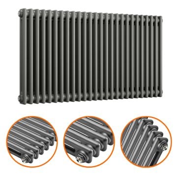 600 x 1193mm Anthracite Horizontal Traditional 2 Column Radiator