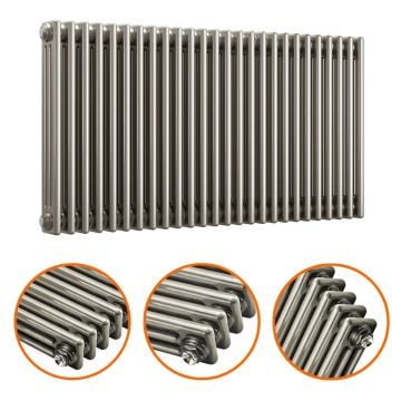 600 x 1193mm Raw Metal Lacquered Horizontal Traditional 3 Column Radiator