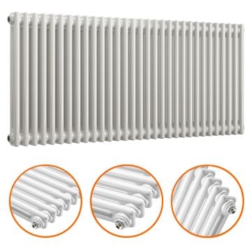 600 x 1508mm White Horizontal Traditional 2 Column Radiator