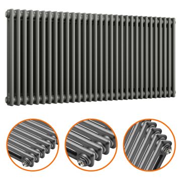 600 x 1508mm Anthracite Horizontal Traditional 2 Column Radiator