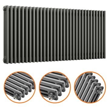 600 x 1508mm Anthracite Horizontal Traditional 3 Column Radiator