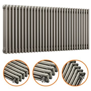 600 x 1508mm Raw Metal Lacquered Horizontal Traditional 3 Column Radiator