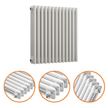 600 x 608mm White Horizontal Traditional 3 Column Radiator