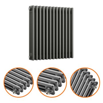 600 x 608mm Anthracite Horizontal Traditional 3 Column Radiator