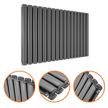 635 x 1000mm Anthracite Double Oval Tube Horizontal Radiator 