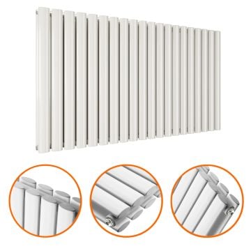 635 x 1180mm White Double Oval Tube Horizontal Radiator 