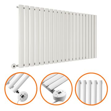 635 x 1180mm Electric White Single Oval Panel Horizontal Radiator