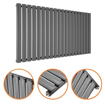 635 x 1180mm Anthracite Single Oval Tube Horizontal Radiator 