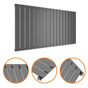 635 x 1190mm Anthracite Single Flat Panel Horizontal Radiator 