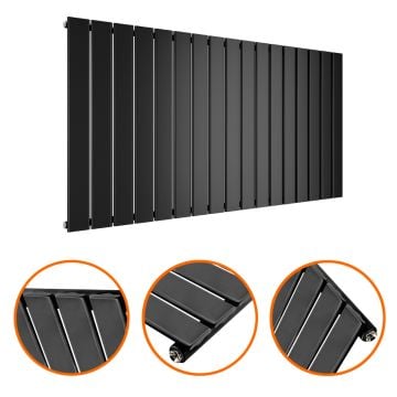 635 x 1190mm Black Single Flat Panel Horizontal Radiator 