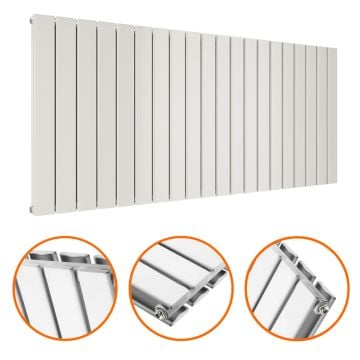 635 x 1400mm White Double Flat Panel Horizontal Radiator 