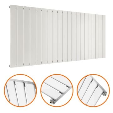 635 x 1400mm White Single Flat Panel Horizontal Radiator 