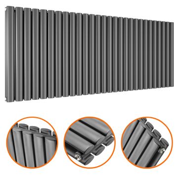 635 x 1652mm Anthracite Double Oval Tube Horizontal Radiator 