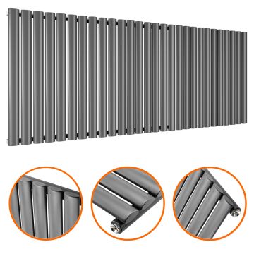 635 x 1652mm Anthracite Single Oval Tube Horizontal Radiator 