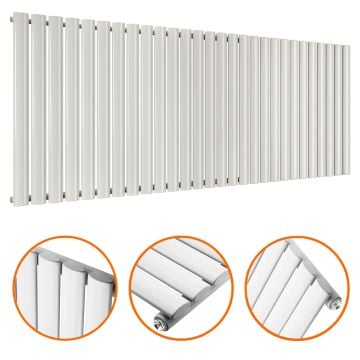 635 x 1652mm White Single Oval Tube Horizontal Radiator 