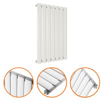 635 x 415mm White Single Oval Tube Horizontal Radiator 