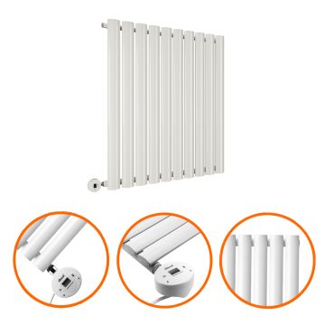 635 x 595mm Electric White Single Oval Panel Horizontal Radiator