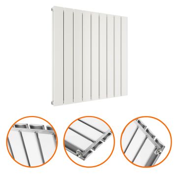 635 x 630mm White Double Flat Panel Horizontal Radiator 