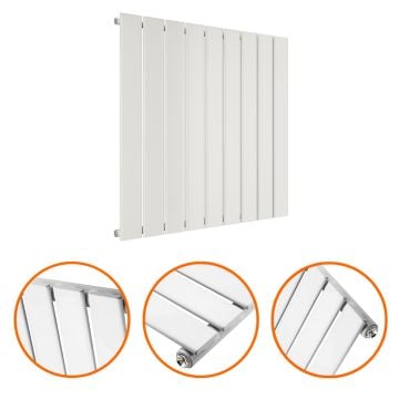 635 x 630mm White Single Flat Panel Horizontal Radiator 