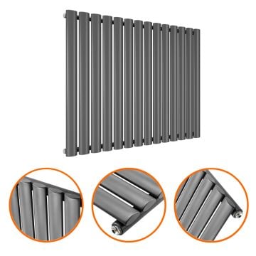 635 x 834mm Anthracite Single Oval Tube Horizontal Radiator 