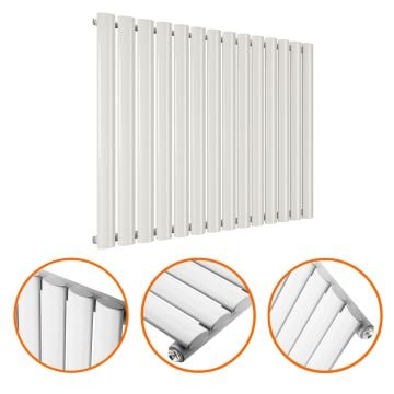 635 x 834mm White Single Oval Tube Horizontal Radiator 