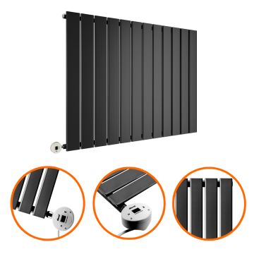 635 x 840mm Electric Black Single Flat Panel Horizontal Radiator