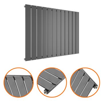 635 x 840mm Anthracite Single Flat Panel Horizontal Radiator 