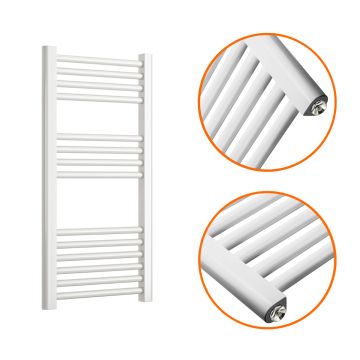 800 x 400mm Straight White Heated Towel Rail