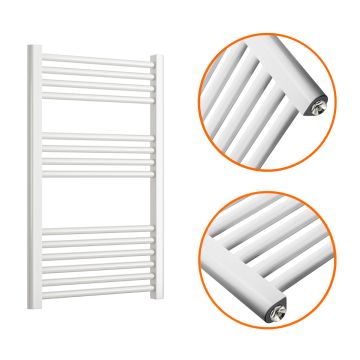 800 x 500mm Straight White Heated Towel Rail