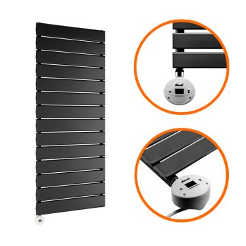 980 x 400mm Electric Black Single Flat Panel Vertical Radiator