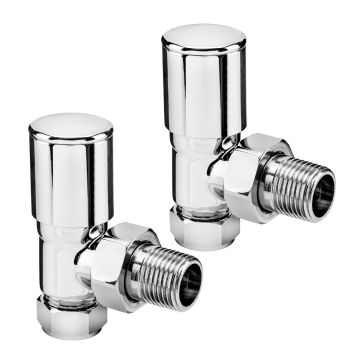 Modern Chrome Radiator Valves, Angled Fitment