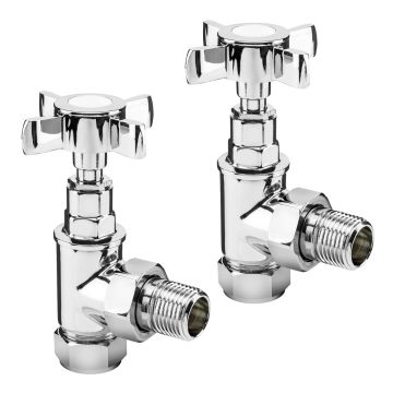 Traditional Chrome Radiator Valves, Angled Fitment