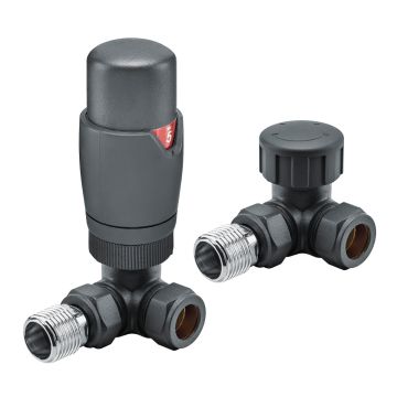 Modern Anthracite Thermostatic Radiator Valves, Corner Fitment