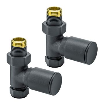 Modern Anthracite Radiator Valves, Straight Fitment