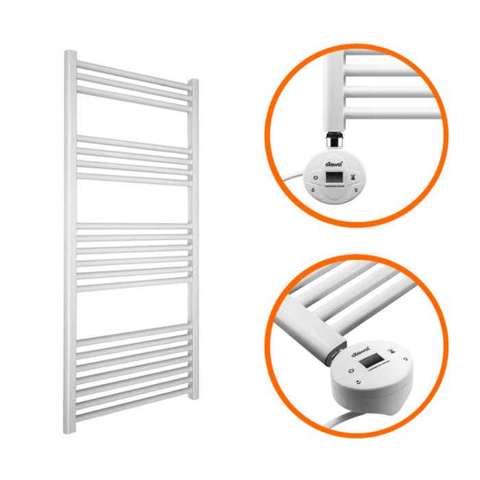 1200 x 400mm Electric White Heated Towel Rail