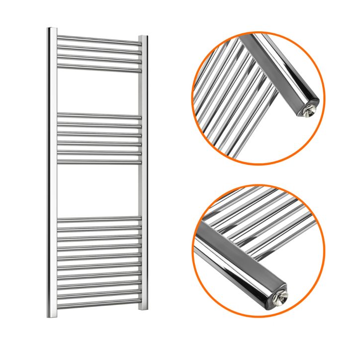 1200 x 500mm Straight Chrome Heated Towel Rail