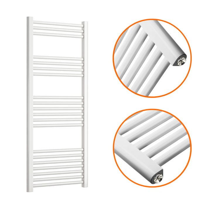 1200 x 500mm Straight White Heated Towel Rail