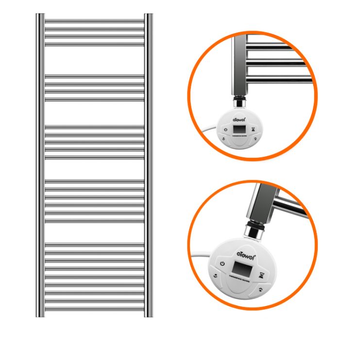 1600 x 500mm Electric Chrome Heated Towel Rail