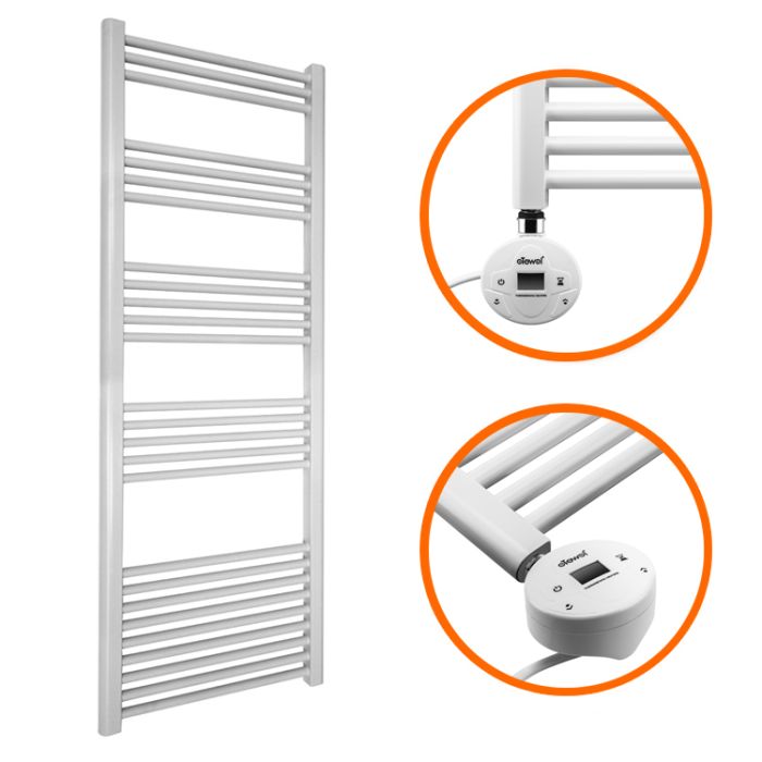 1600 x 500mm Electric White Heated Towel Rail