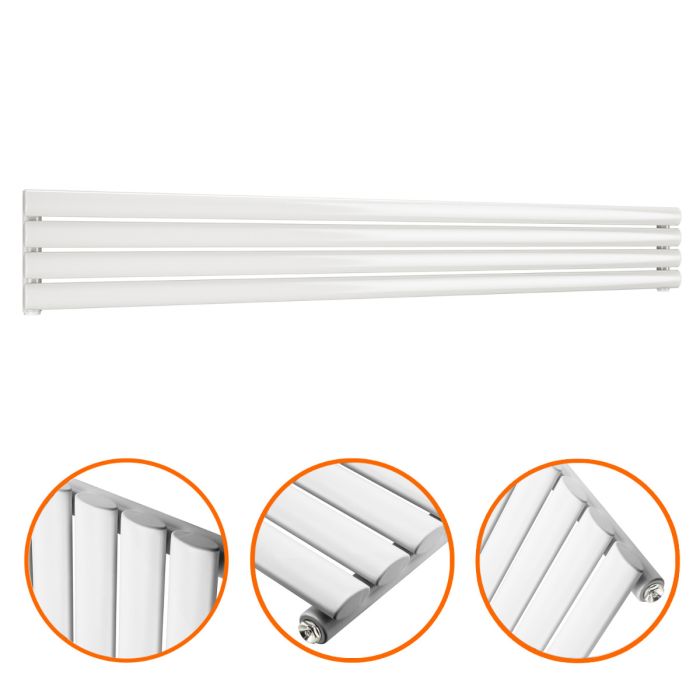 236mm x 1780mm White Single Oval Tube Horizontal / Landscape Radiator 