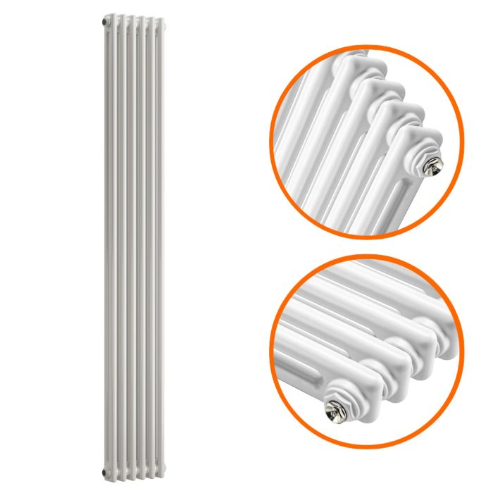 1500 x 293mm White Vertical Traditional 2 Column Radiator