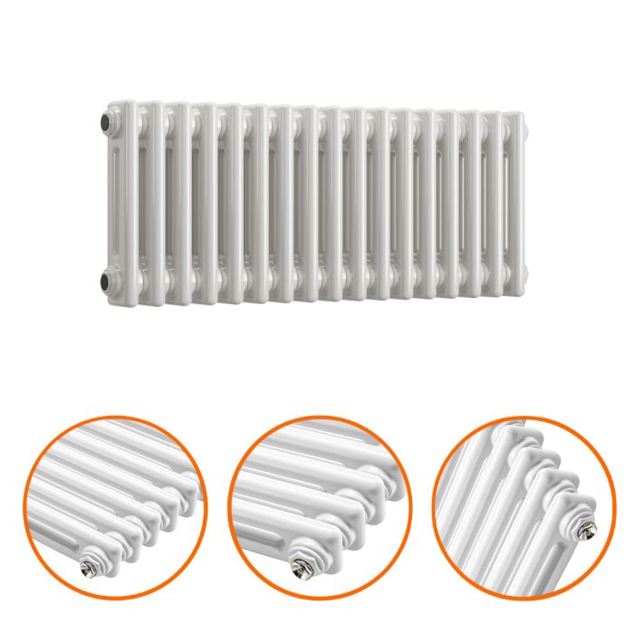 300 x 788mm White Horizontal Traditional 2 Column Radiator