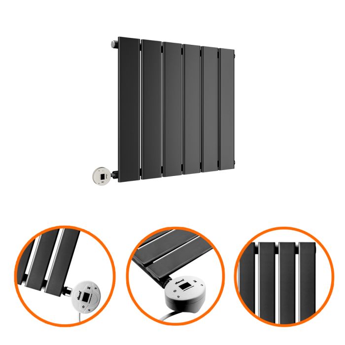 400 x 420mm Electric Black Single Flat Panel Horizontal Radiator