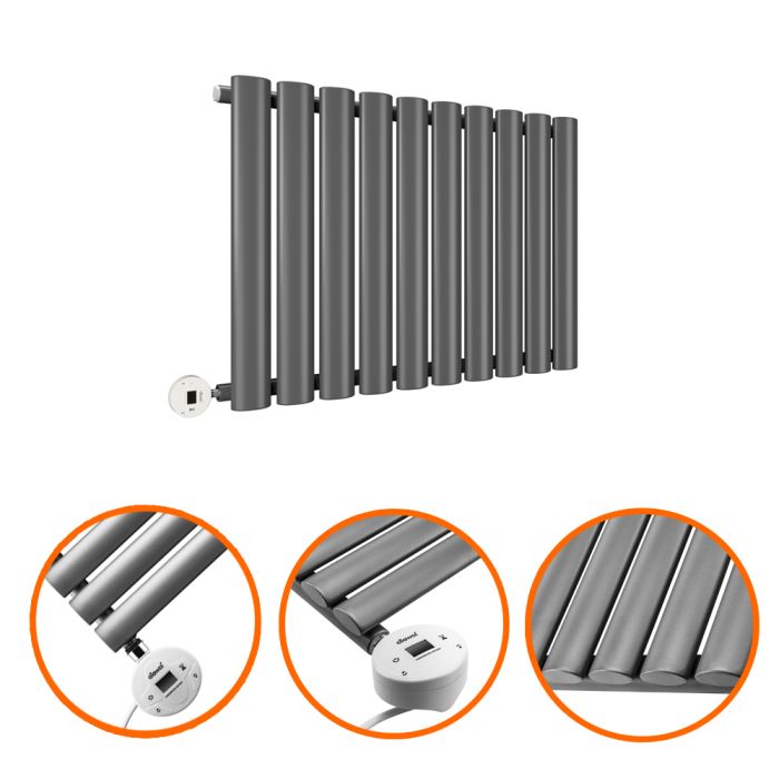 400 x 595mm Electric Anthracite Single Oval Panel Horizontal Radiator